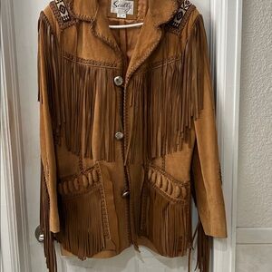Vintage Beaded Fringed Suede Jacket